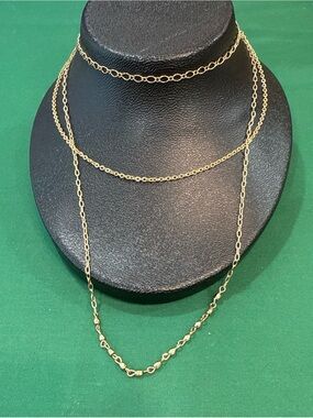 Delicate Layered Goldtone Chain Necklace 3 Stands Adjustable 53D